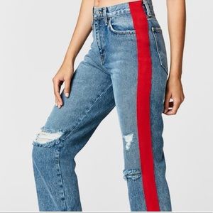 Carmar LF Red Stripe Jeans Distressed